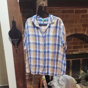 Dip Blue and Cream Plaid Shirt